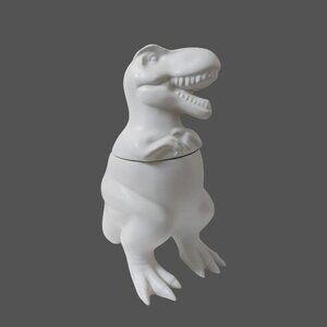 White Target Threshold T Rex Ceramic Dinosaur Cookie Jar Canister Stoneware